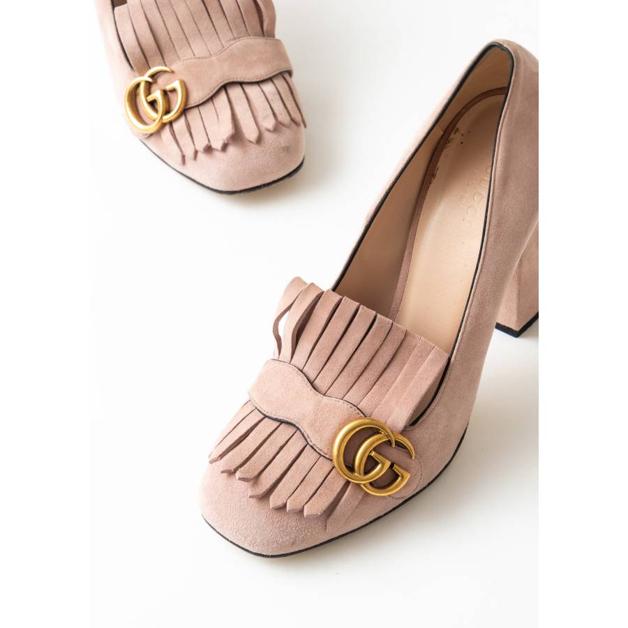 Escarpins en cuir suédé rose