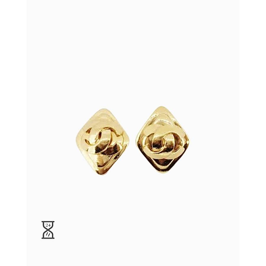 Boucles d'oreilles vintage à clip CC Diamond