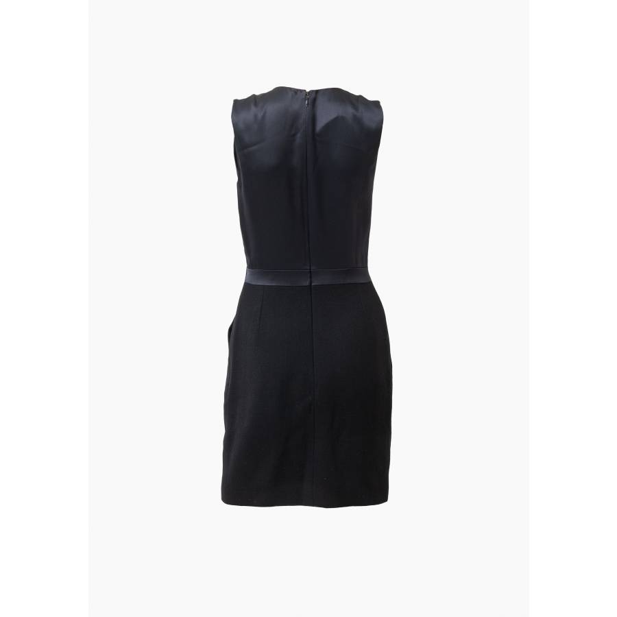 Robe en laine noire et soie bicolore
