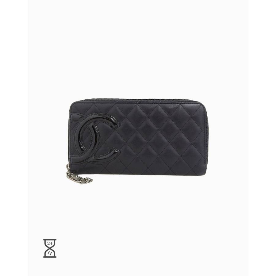 Portefeuille Cambon en cuir noir