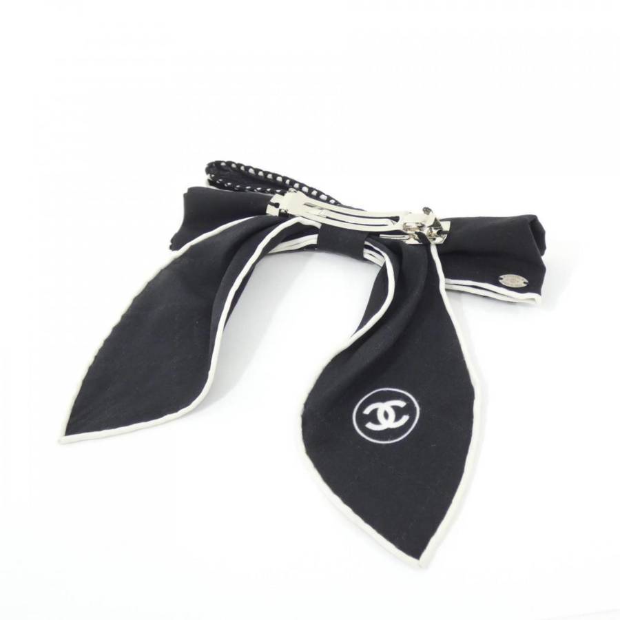 Noeud ruban en soie noir et blanc