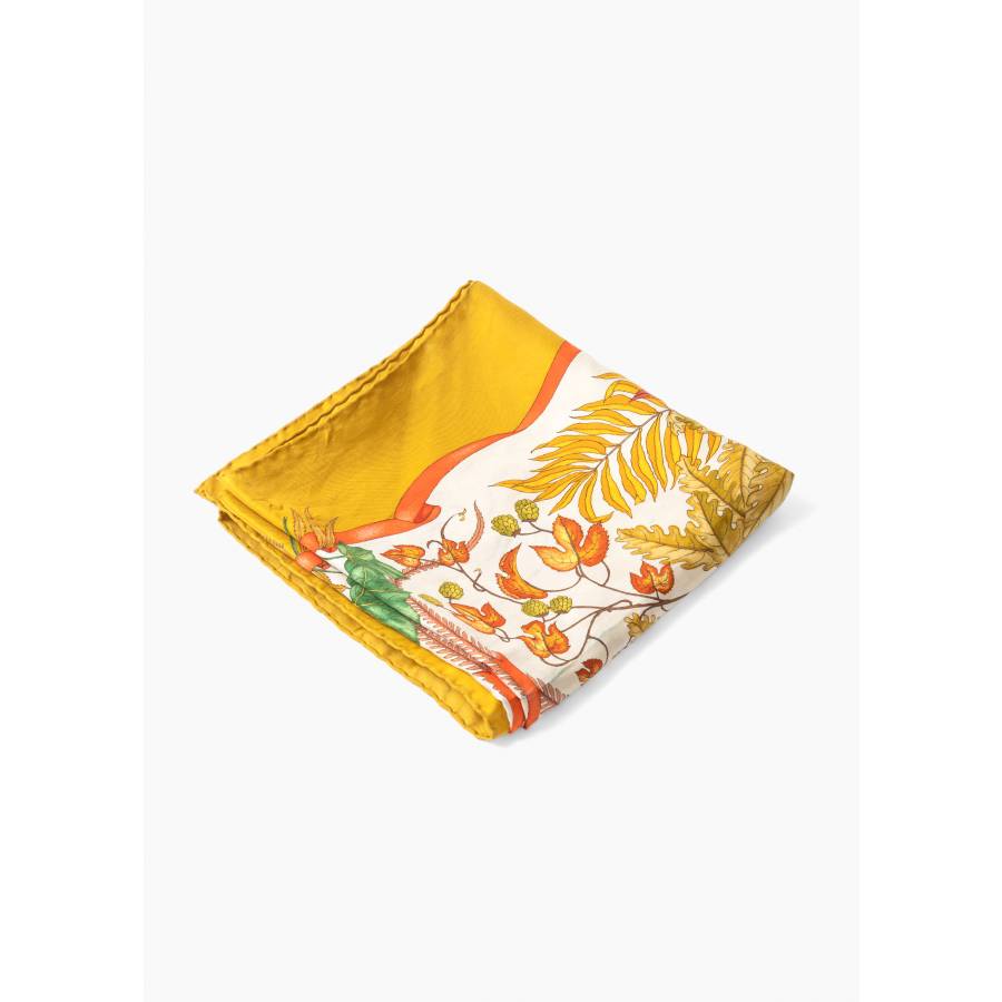 Carré en twill de soie jaune