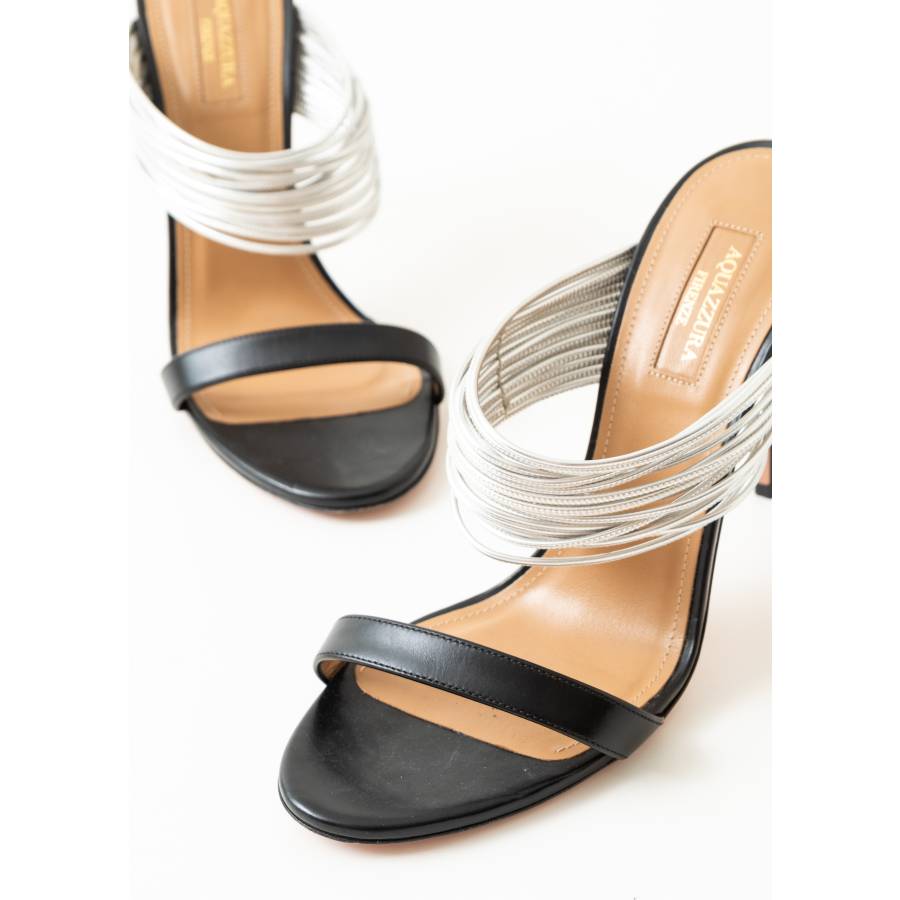 Mules noires et argentées