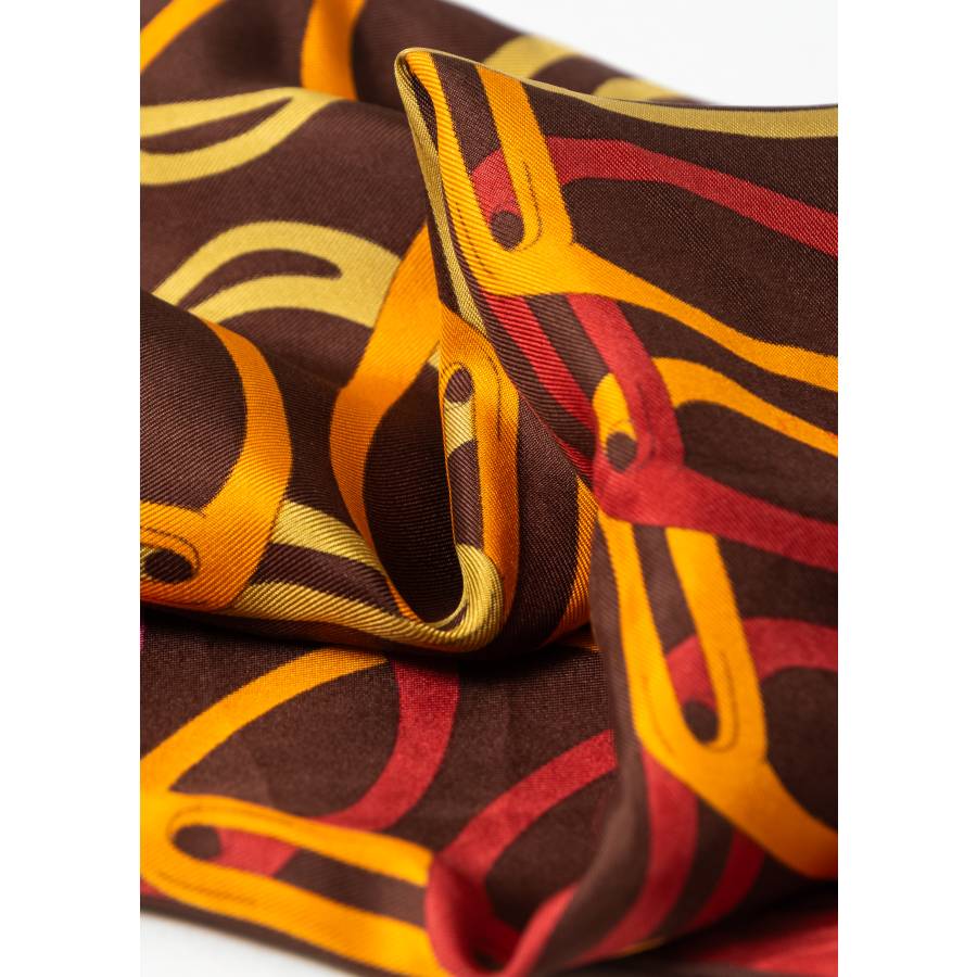 Carré Gucci en twill de soie marron