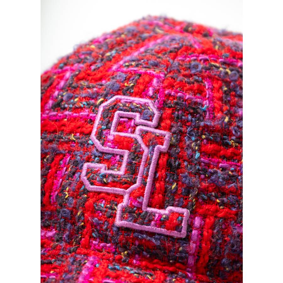 Casquette SL en tweed de laine à carreaux rouge