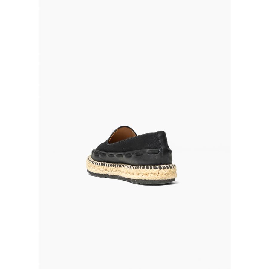 Espadrilles Woven en toile et cuir noir
