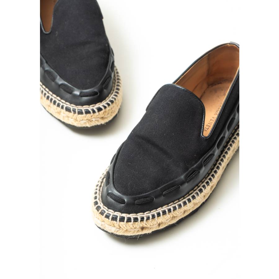 Espadrilles Woven en toile et cuir noir