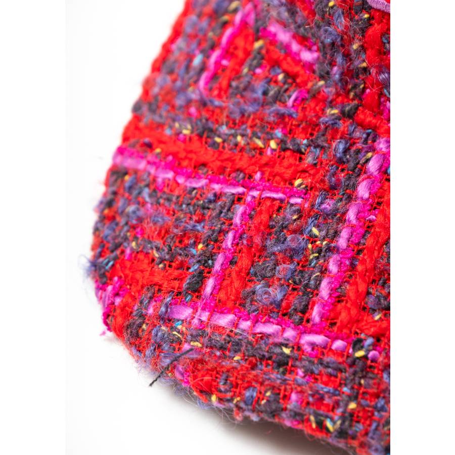 Casquette SL en tweed de laine à carreaux rouge