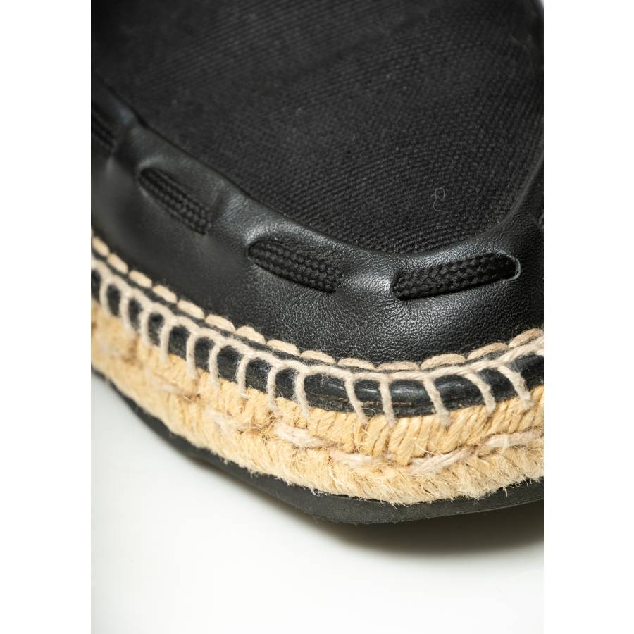 Espadrilles Woven en toile et cuir noir