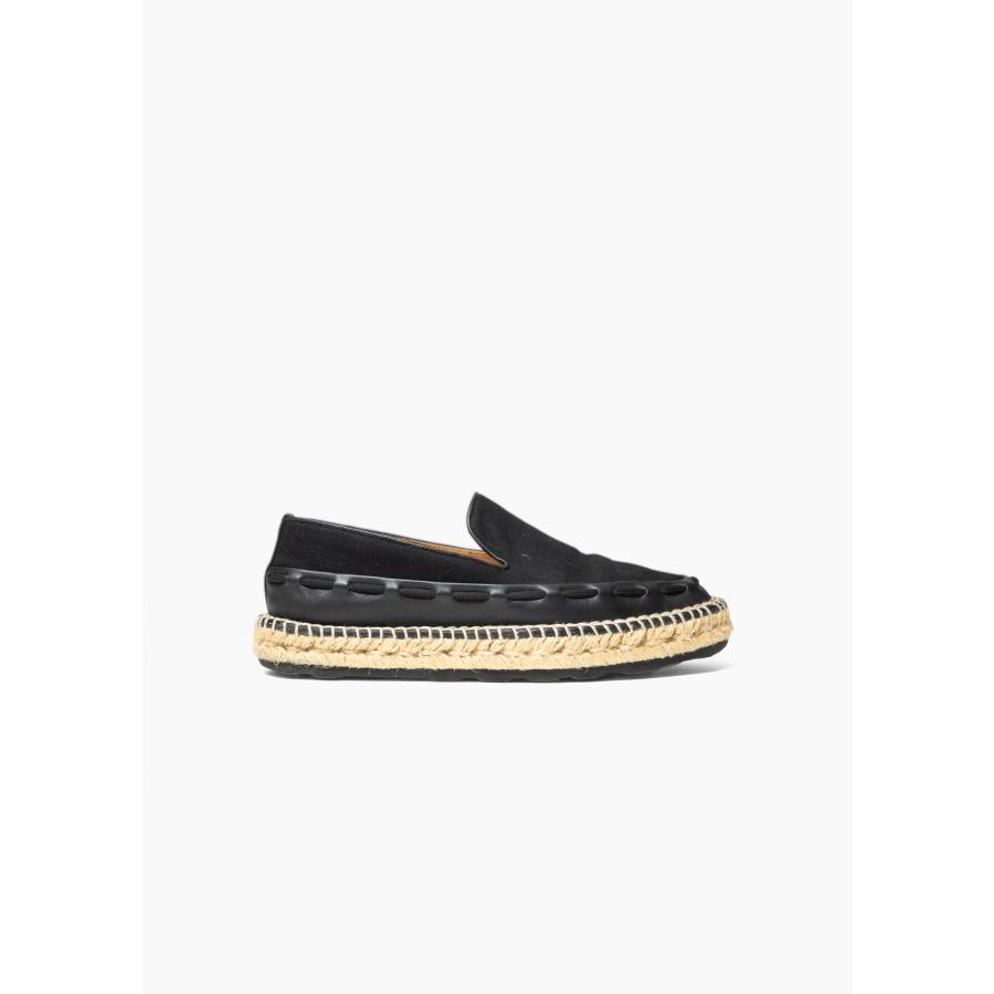 Espadrilles Woven en toile et cuir noir