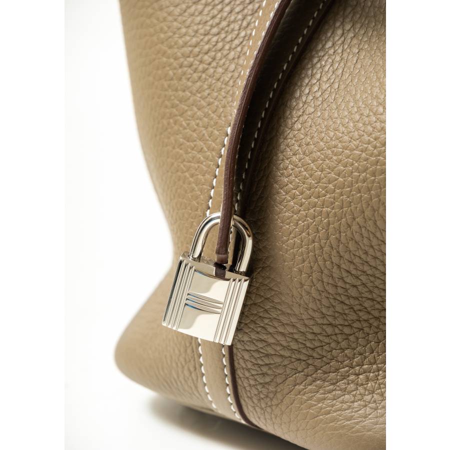 Tasche Picotin 18 aus Leder Clémence Étoupe