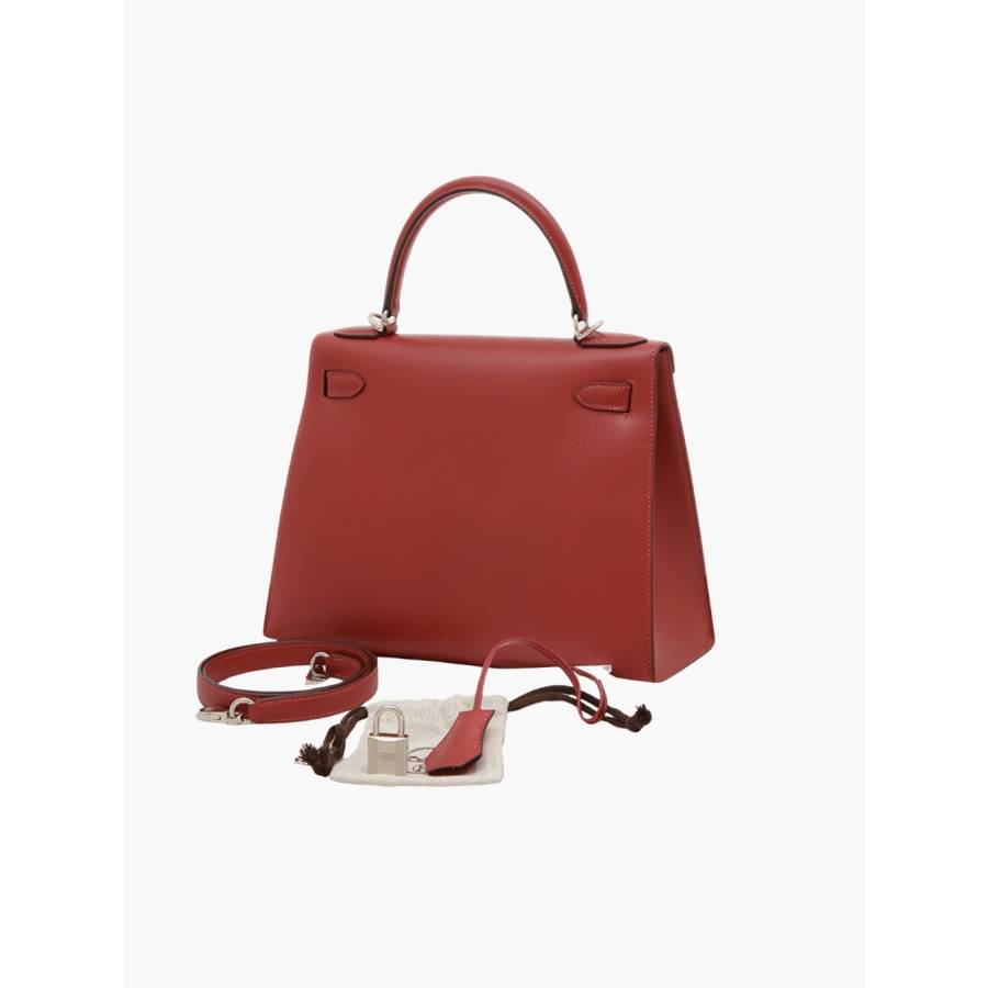 Kelly 28 en cuir Tadelakt rouge