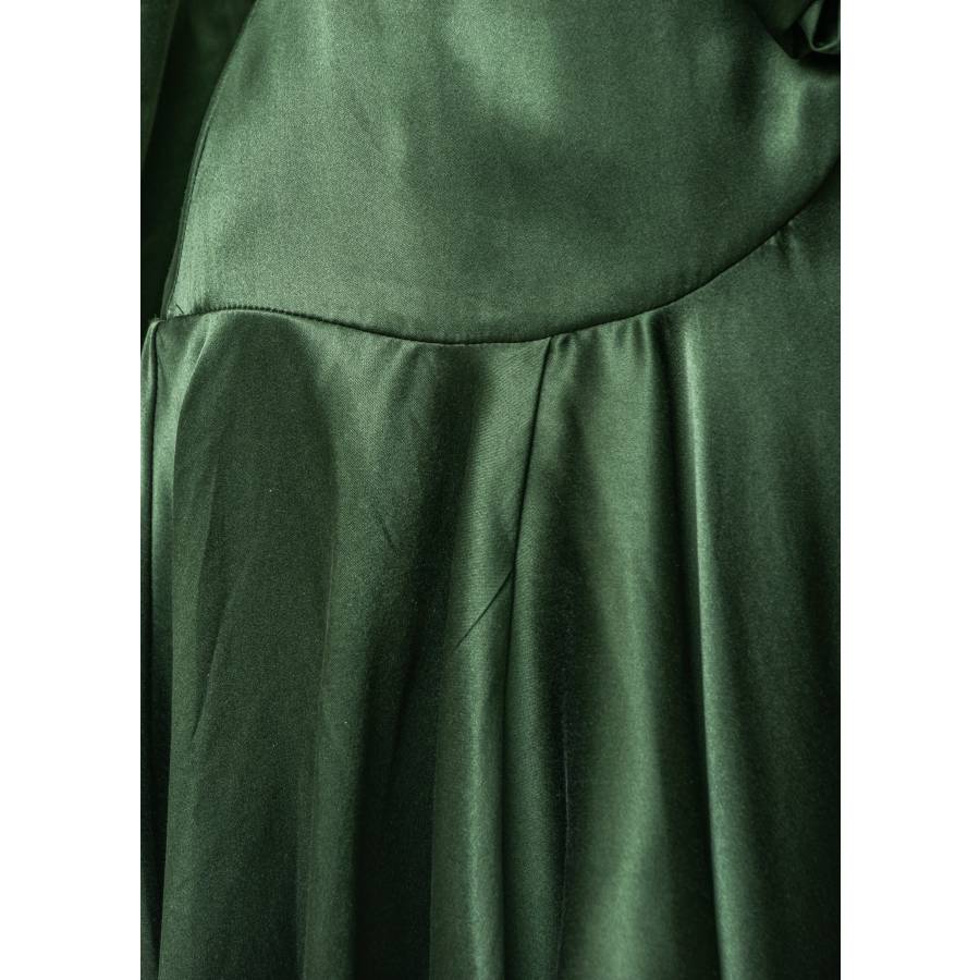 Robe portefeuille en soie verte