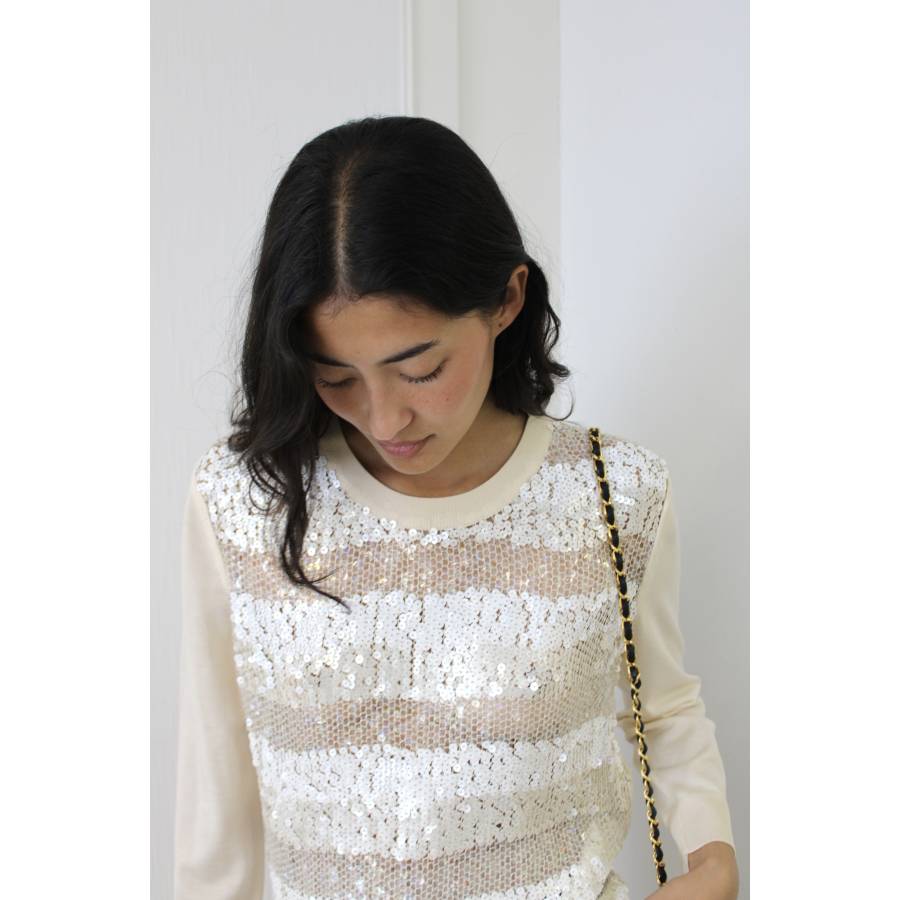 Oberteil aus Wolle und Pailletten