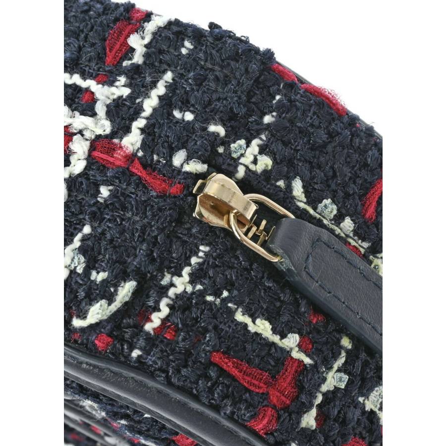 Sac Mini rond en tweed rouge et noir