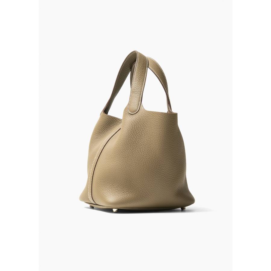 Tasche Picotin 18 aus Leder Clémence Étoupe