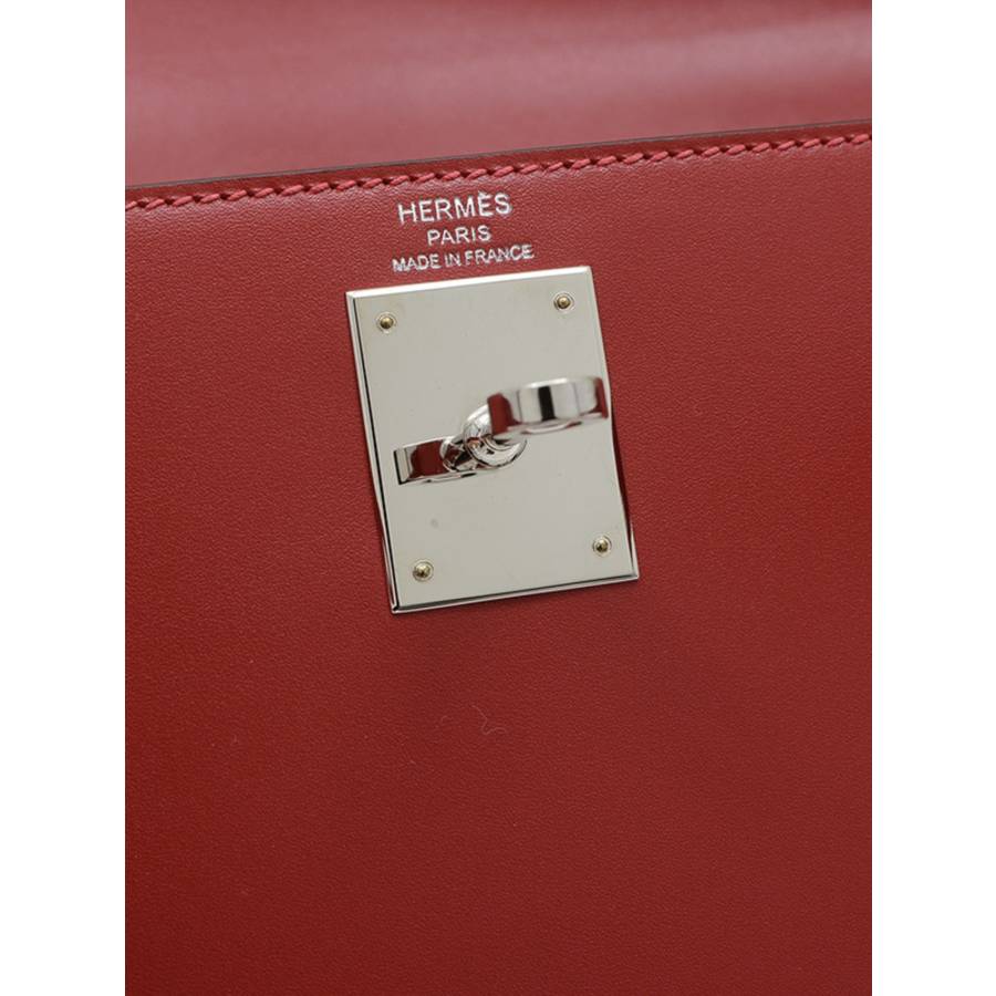 Kelly 28 en cuir Tadelakt rouge