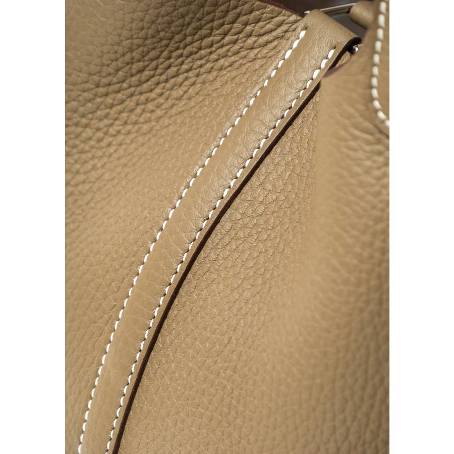 Tasche Picotin 18 aus Leder Clémence Étoupe