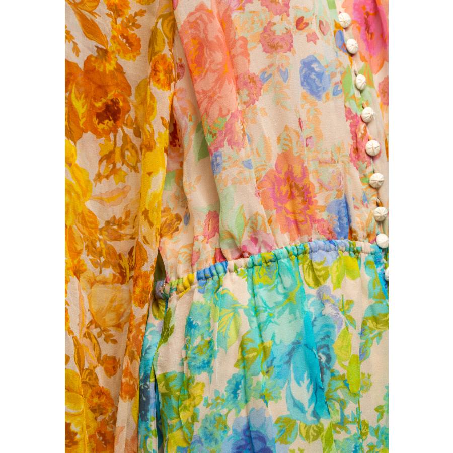 Combinaison en soie multicolore