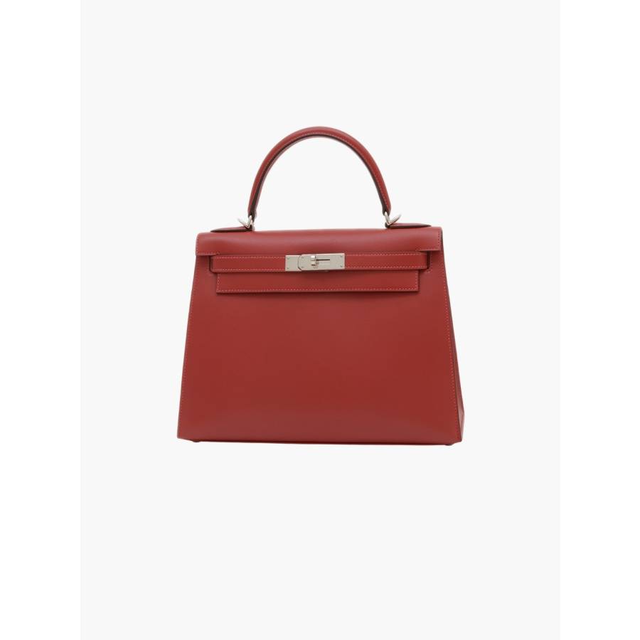 Kelly 28 en cuir Tadelakt rouge