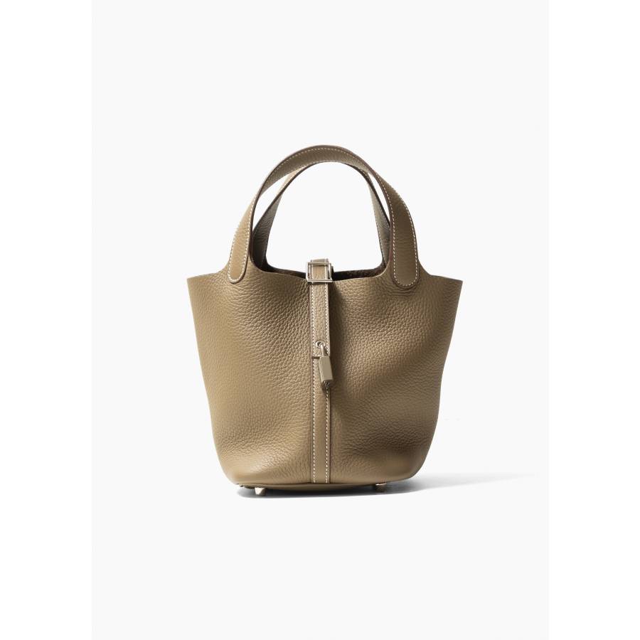 Tasche Picotin 18 aus Leder Clémence Étoupe