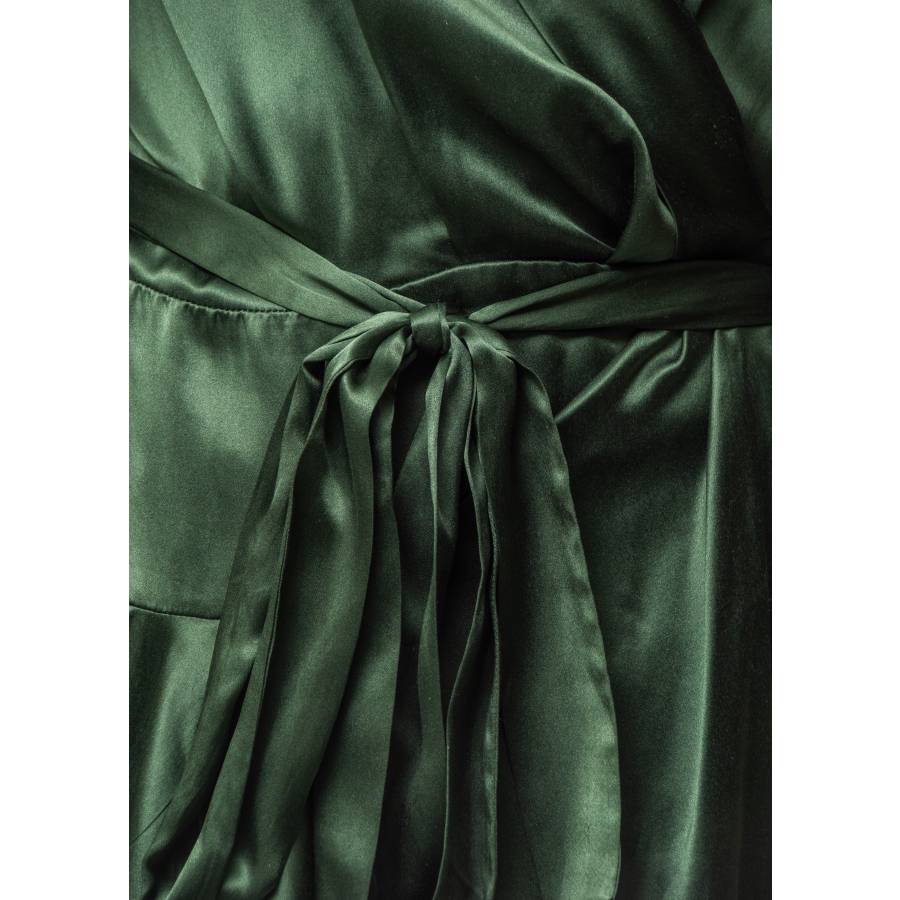 Robe portefeuille en soie verte
