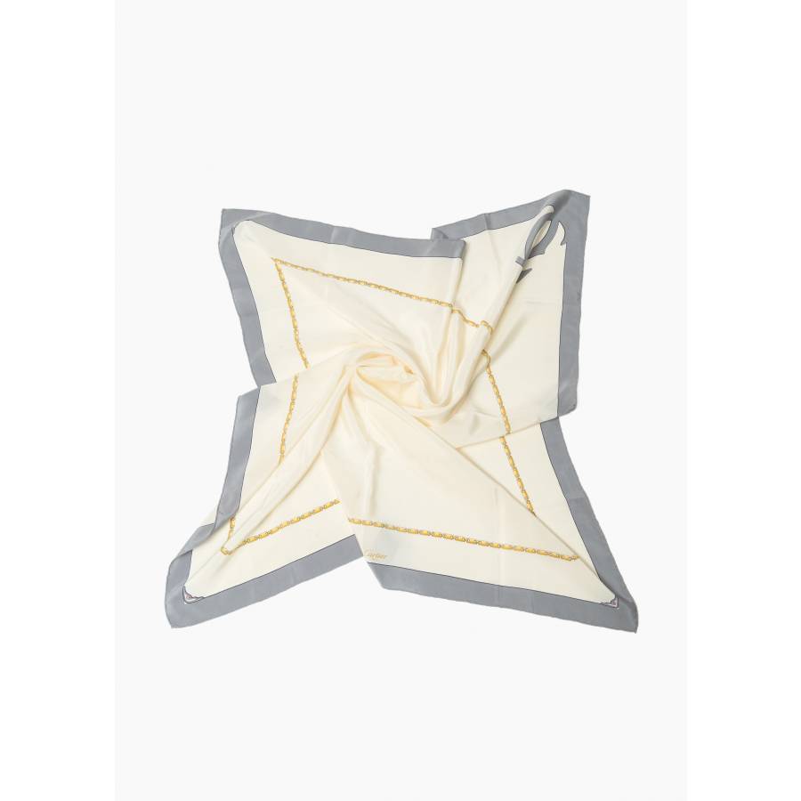 Carré en soie blanc et gris