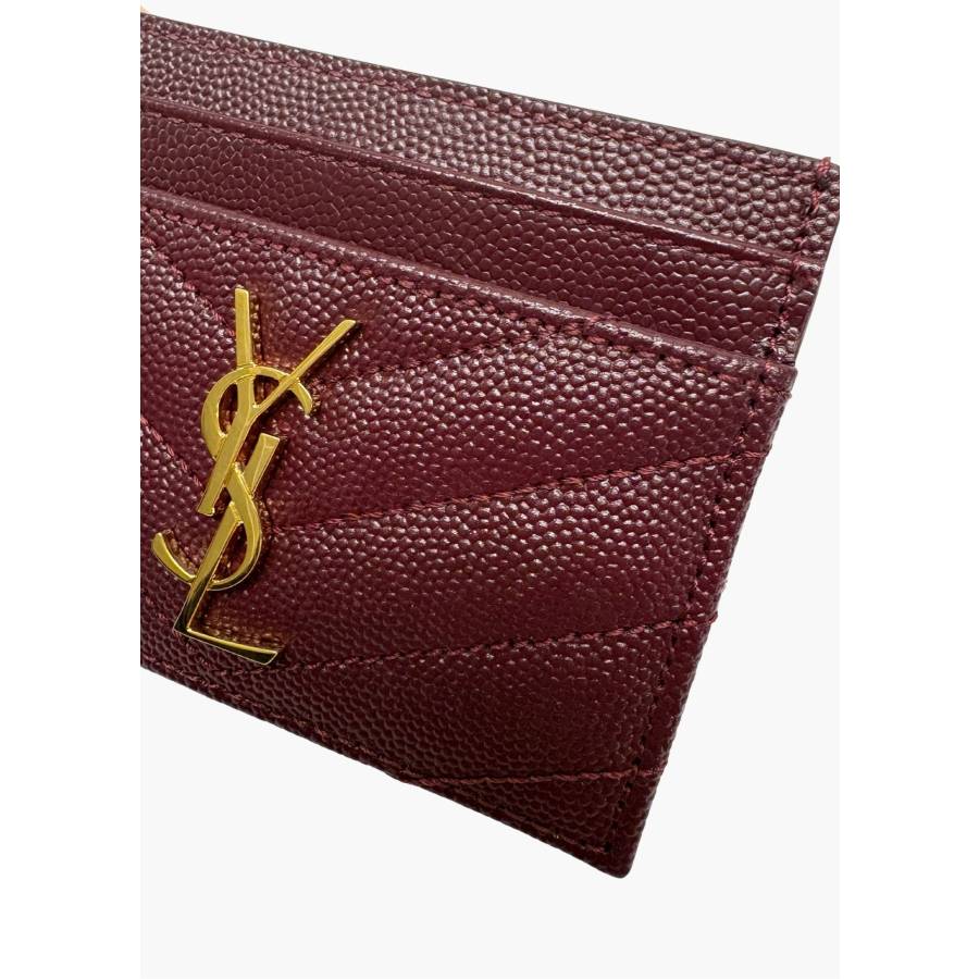 Porte-cartes Cassandre en cuir grain de poudre bordeaux