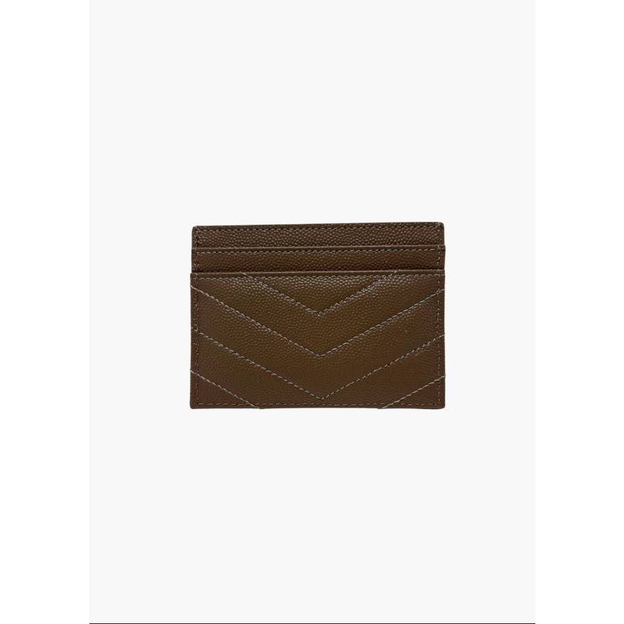 Porte carte en cuir beige avec bijouterie dorée