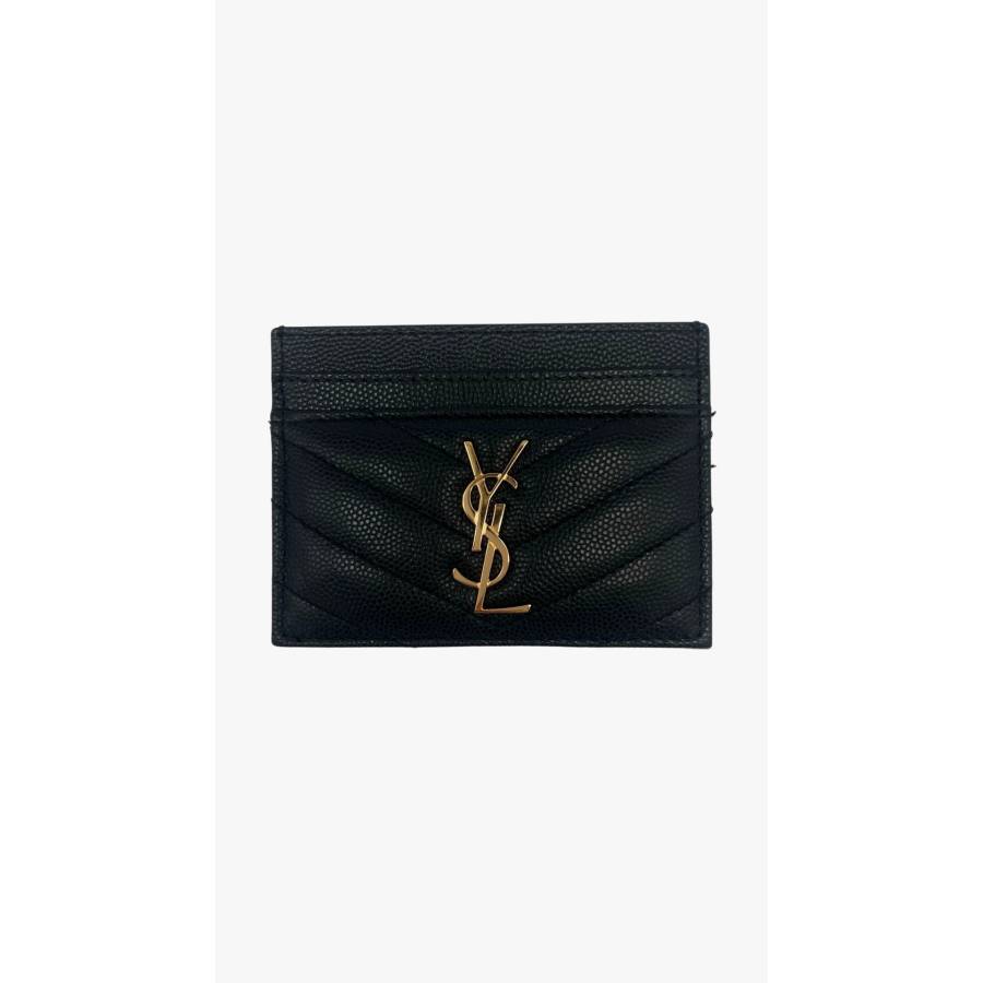 Kartenetui aus schwarzem Leder mit goldenen Verzierungen