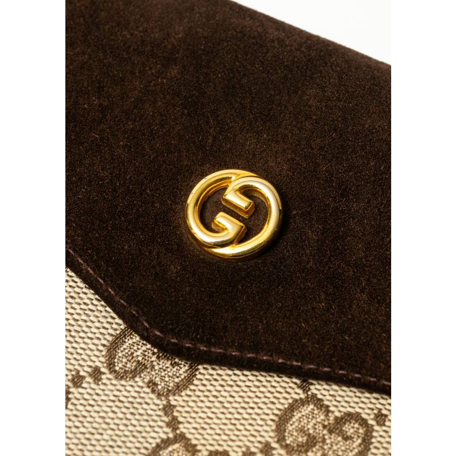 Canvas and suede clutch bag