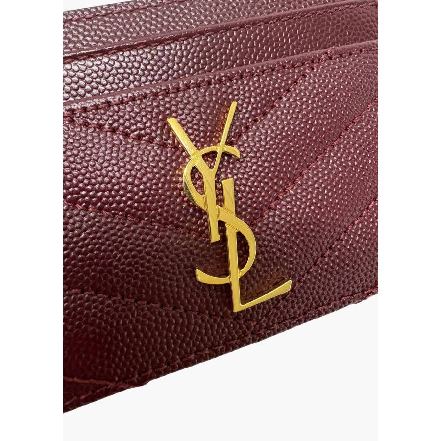Porte-cartes Cassandre en cuir grain de poudre bordeaux