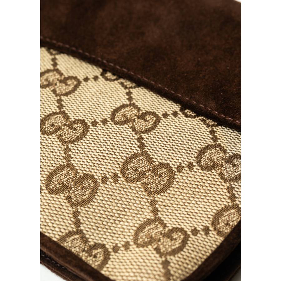 Canvas and suede clutch bag