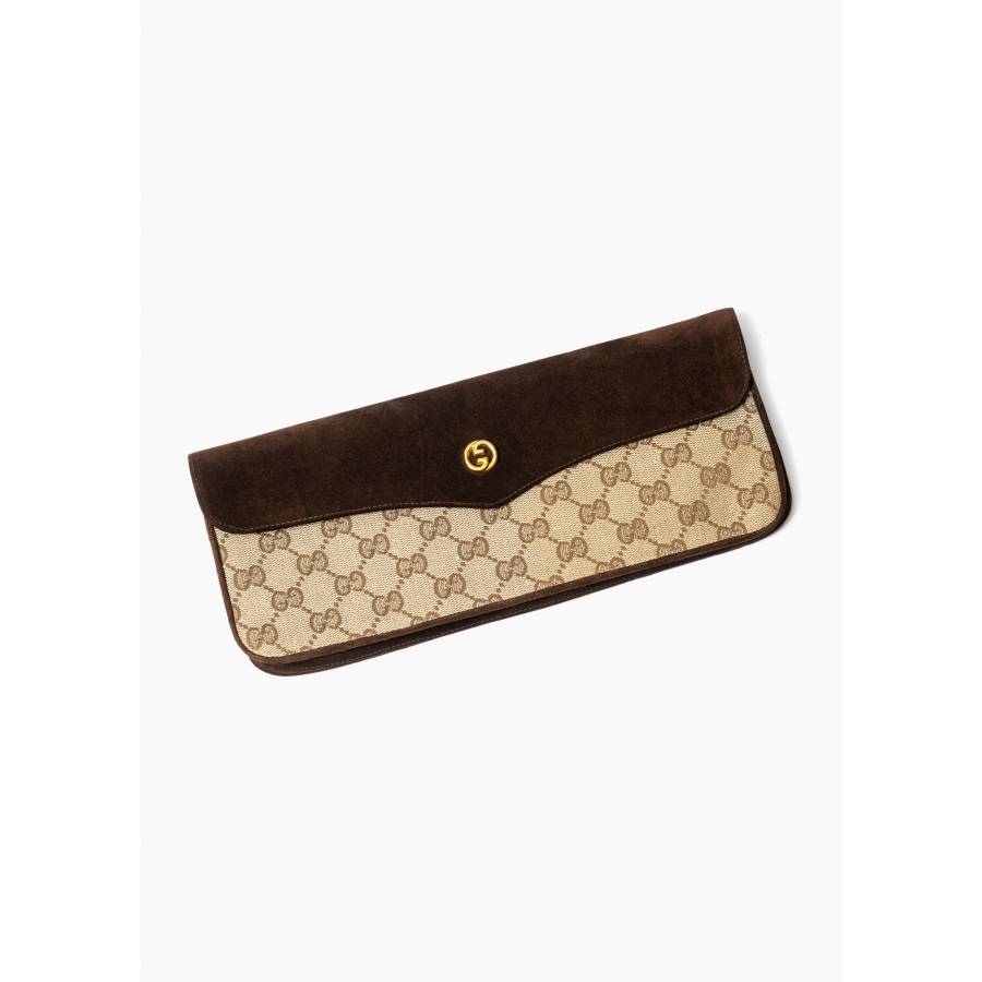 Canvas and suede clutch bag