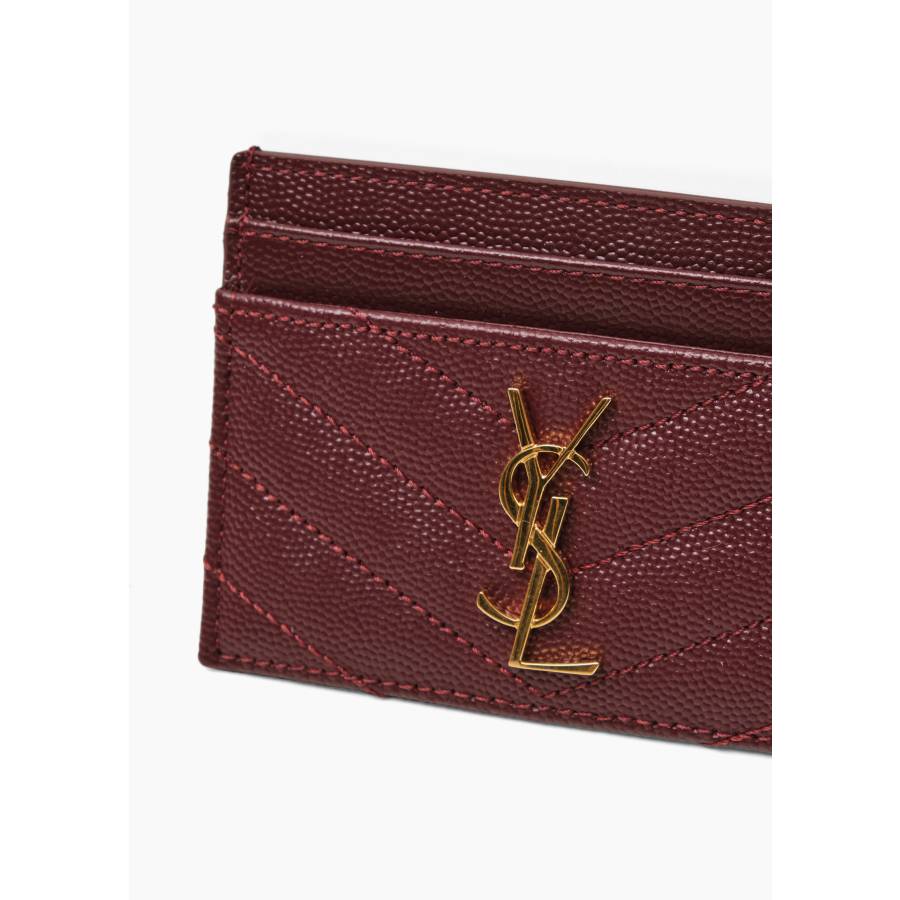 Porte-cartes Cassandre en cuir grain de poudre bordeaux