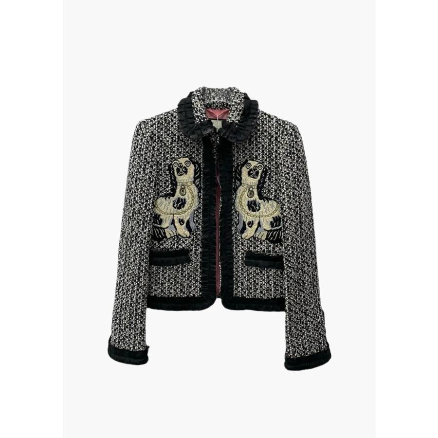 Tweed-Jacke mit Stickereien von Spaniel-Hunden