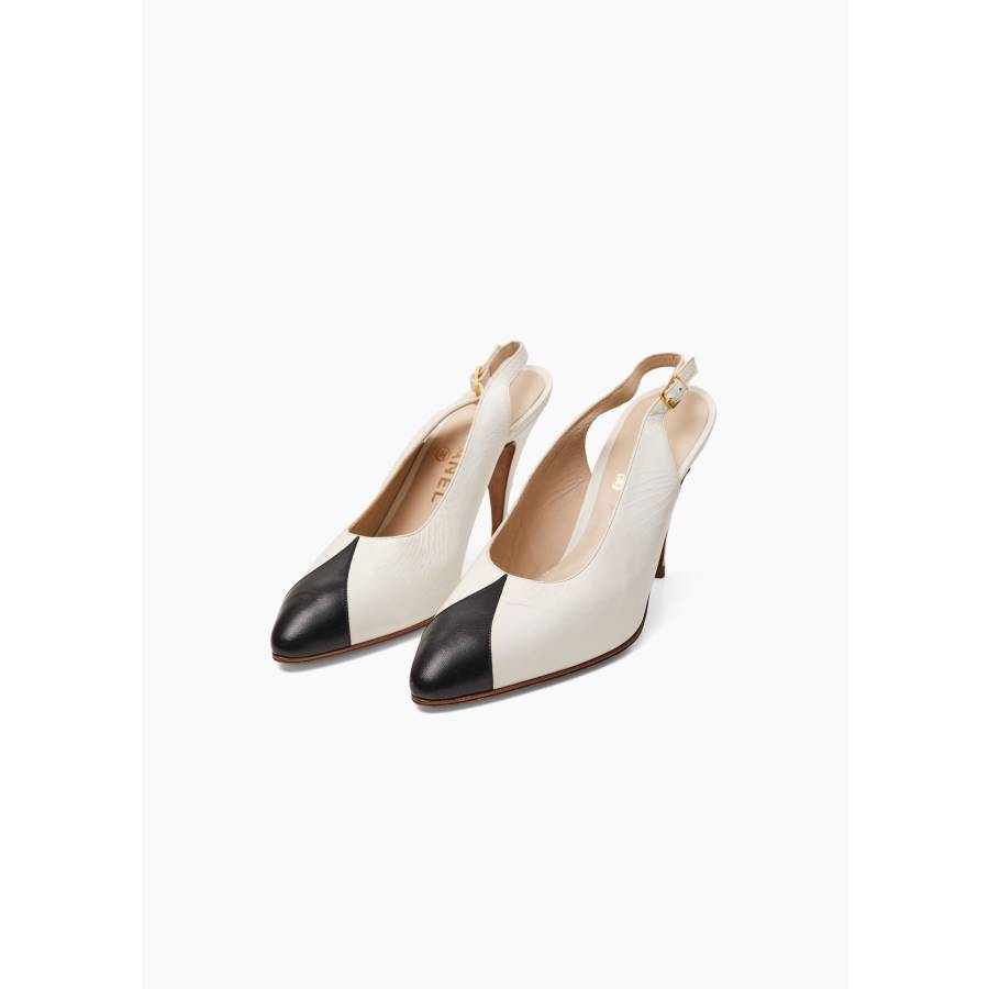 Escarpins à brides blanc et noir