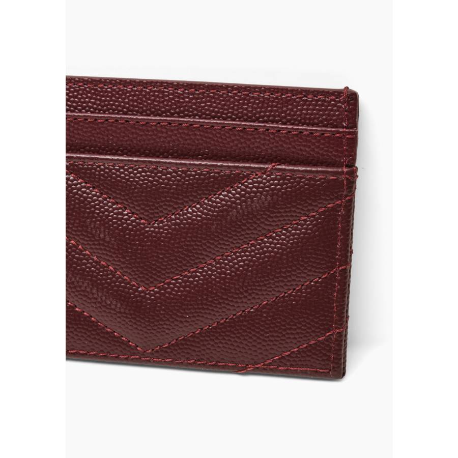 Porte-cartes Cassandre en cuir grain de poudre bordeaux