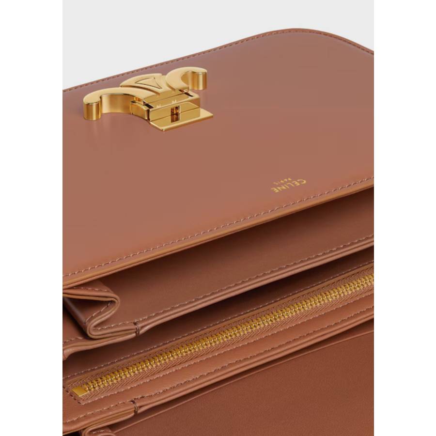 Sac classique triomphe en veau brillant bronze