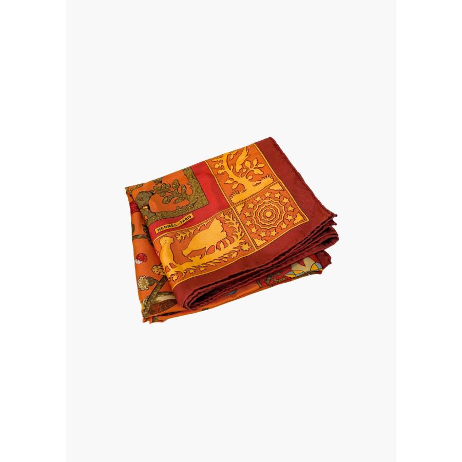 Carré 90 en soie orange "Early America"