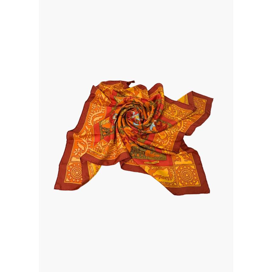 Carré 90 en soie orange "Early America"