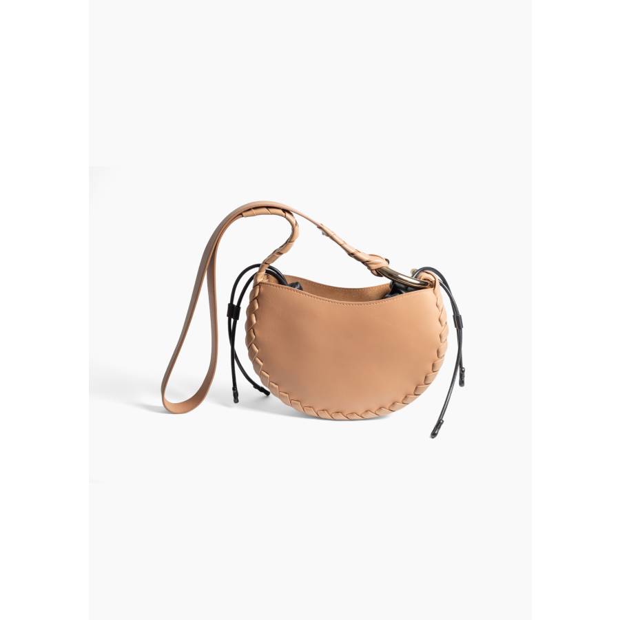 Sac hobo Mate en cuir de veau tressé beige