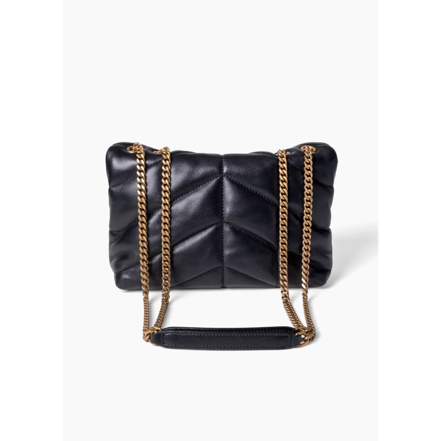 Sac mini Puffer en cuir noir matelassé