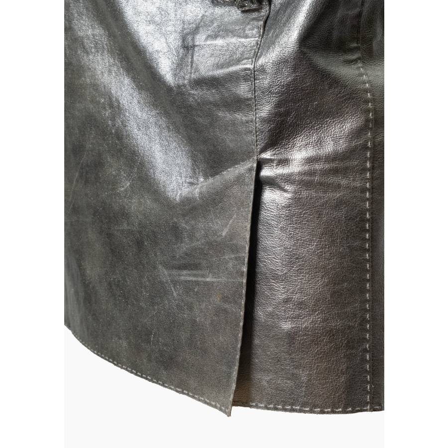 Silver leather skirt