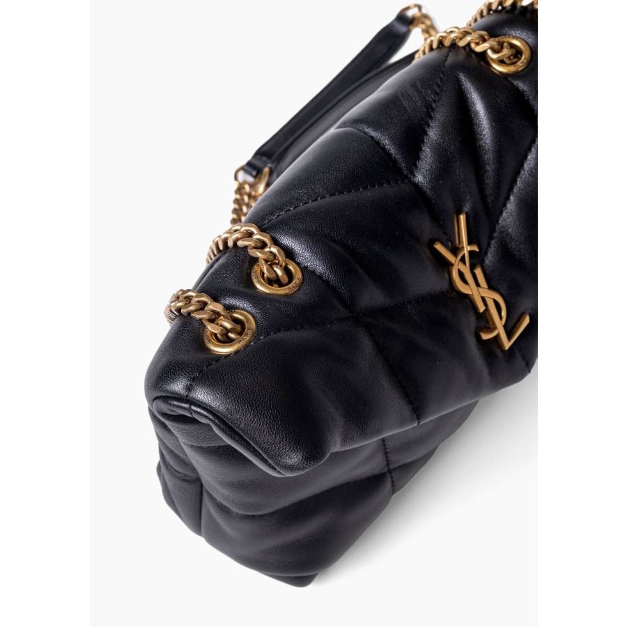 Sac mini Puffer en cuir noir matelassé