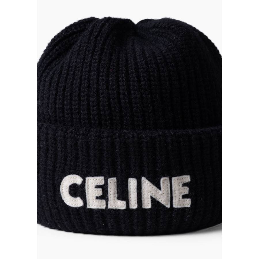 Bonnet en laine côtelée noir