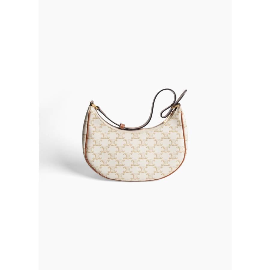 Sac Ava en toile Triomphe blanche et cuir marron