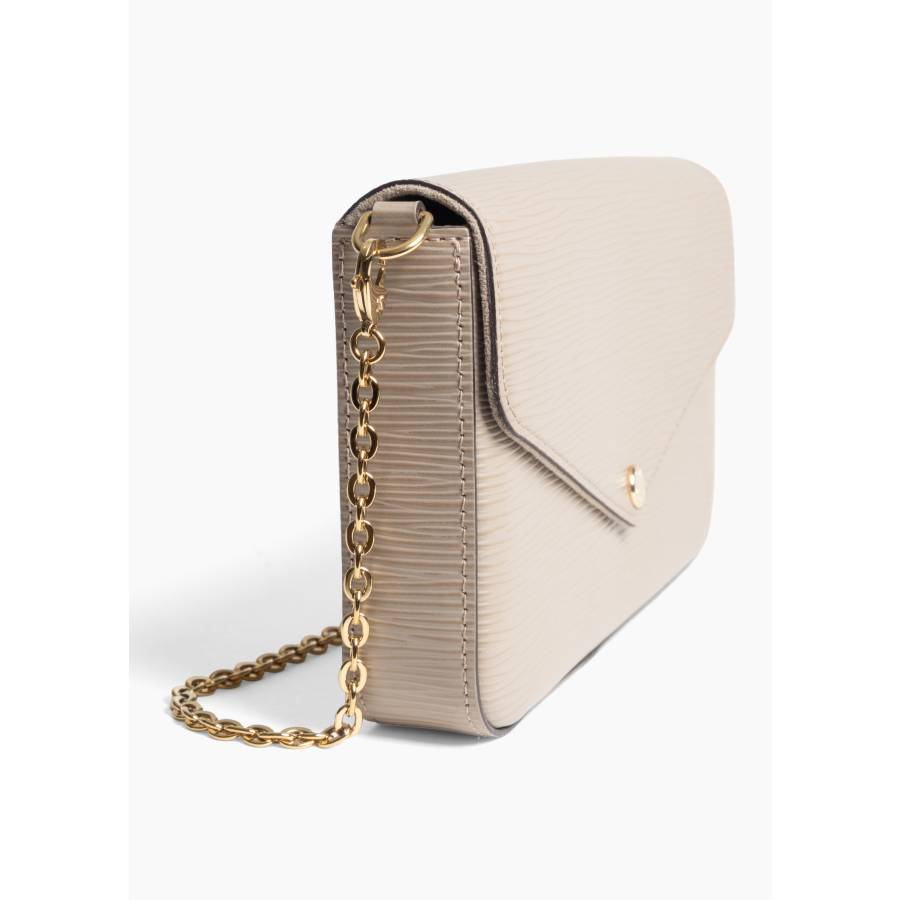 Pochette Félicie en cuir Épi beige