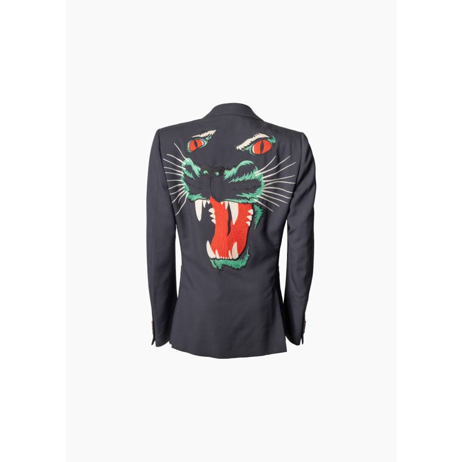 Veste de costume avec une broderie panthère au dos