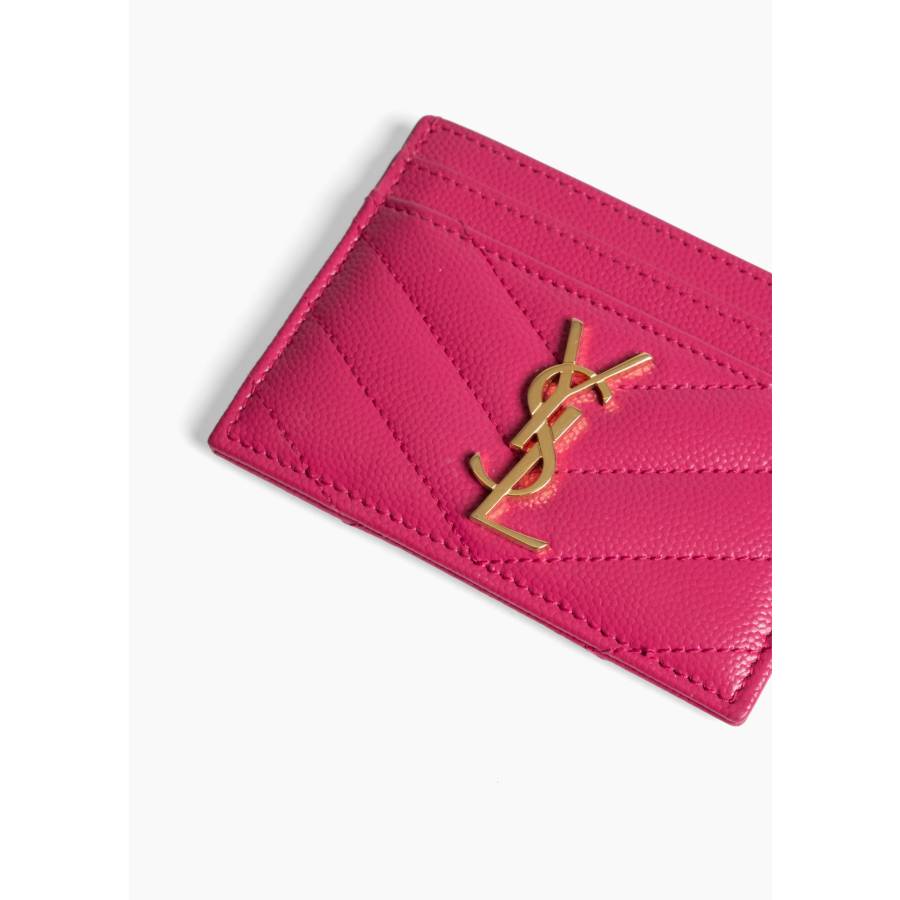Cassandre porte-cartes en cuir grain de poudre rose